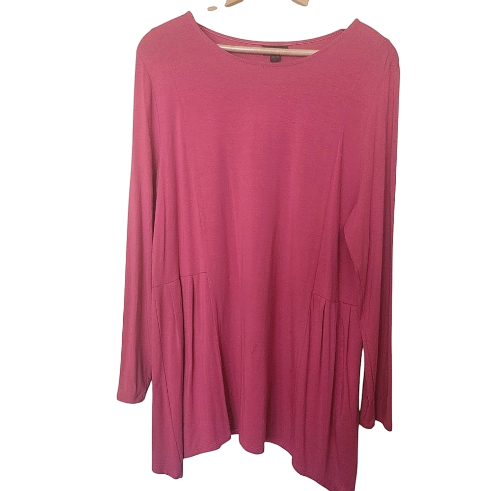 J. JILL Wearever Collection pink tunic top long sleeves relaxed fit size large